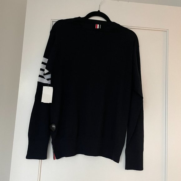 ❌SOLD❌Thom Browne Crewneck Pullover Sweater Milano Stitch 4 Bar Merino Wool - Picture 8 of 9